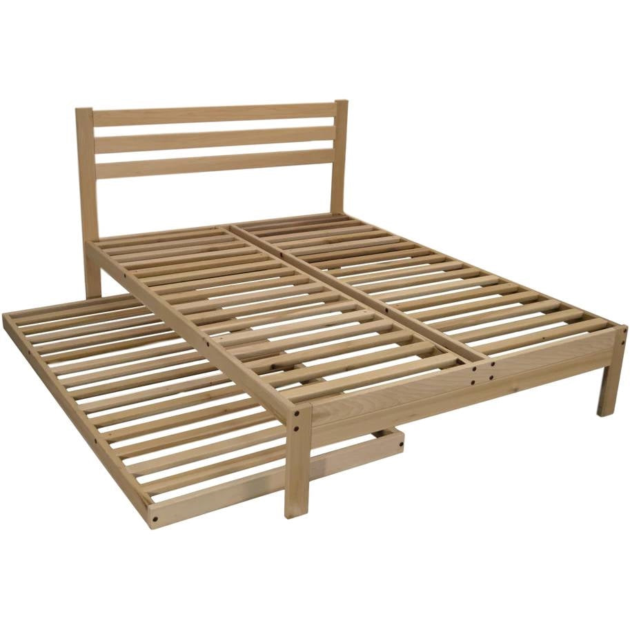 Full size Solid Wood Platform Bed Frame with Slatted Headboard - Made in USA