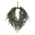 24 Inch  Snow Cedar Hanging Wreath W/Cone