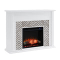 Hebbington Tiled Marble Electric Fireplace With Touch Screen