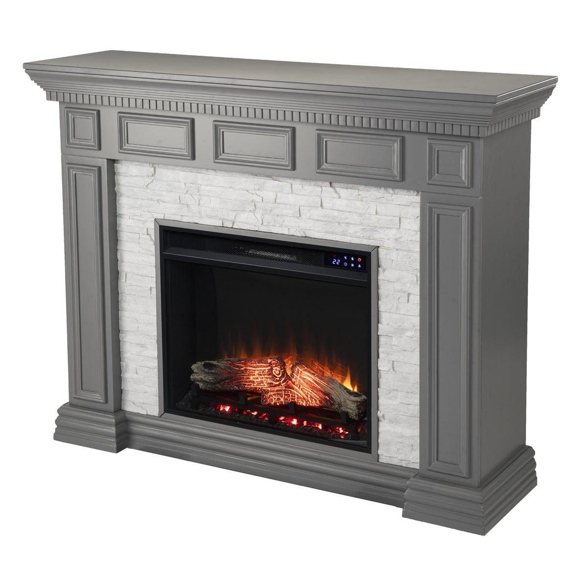 Dakesbury Faux Stone Electric Fireplace With Touch Screen Control Panel