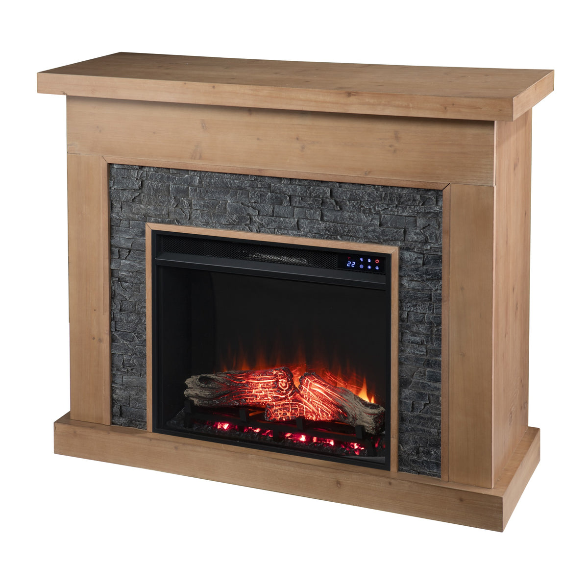 Standlon Touch Screen Electric Fireplace With Faux Stone Surround