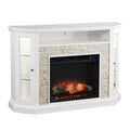 Redden Corner Convertible Touch Screen Electric Fireplace With Storage  White