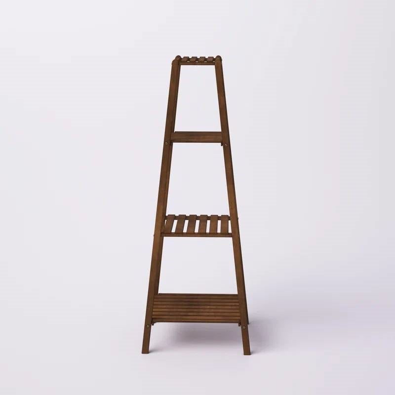 Modern Boho Wooden 4-Shelf Pyramidal Plant Stand