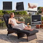 Folding Wicker Chaise Lounge with Adjustable Backrest & Ottoman