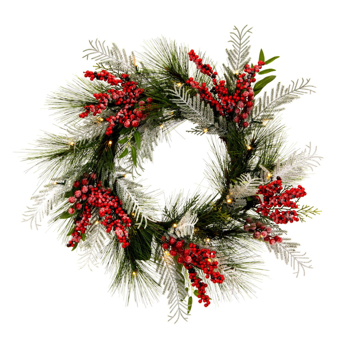 24 Inch  Frstd Wreath Red/Green Decor 35Ww Bo