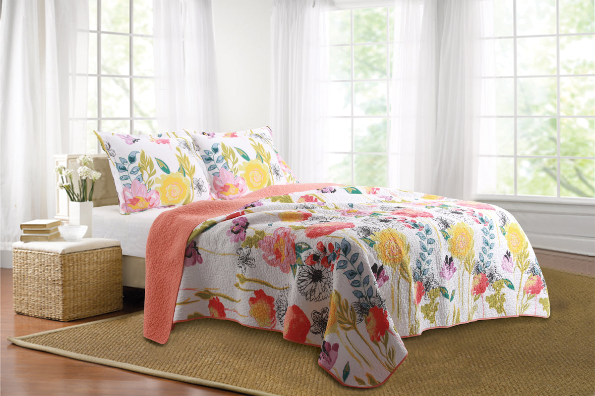 Watercolor Dreamwhitequilt Set, 2Piecetwin, White