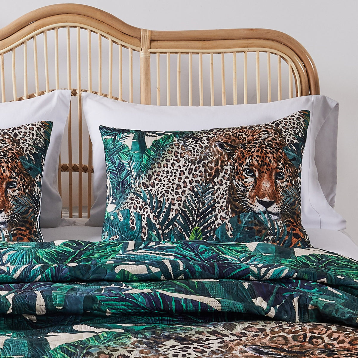 Barefoot Bungalow, Jungle Cat Sham King, Teal
