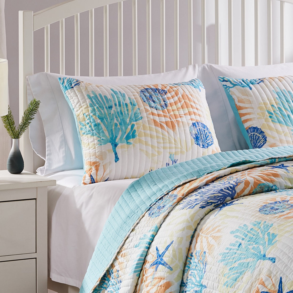Greenland Home Fashions, Montego Sham King, Aqua