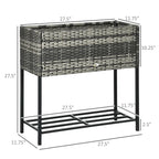 Grey Modern PE Rattan Wicker Raised Garden Bed Elevated Planter Box