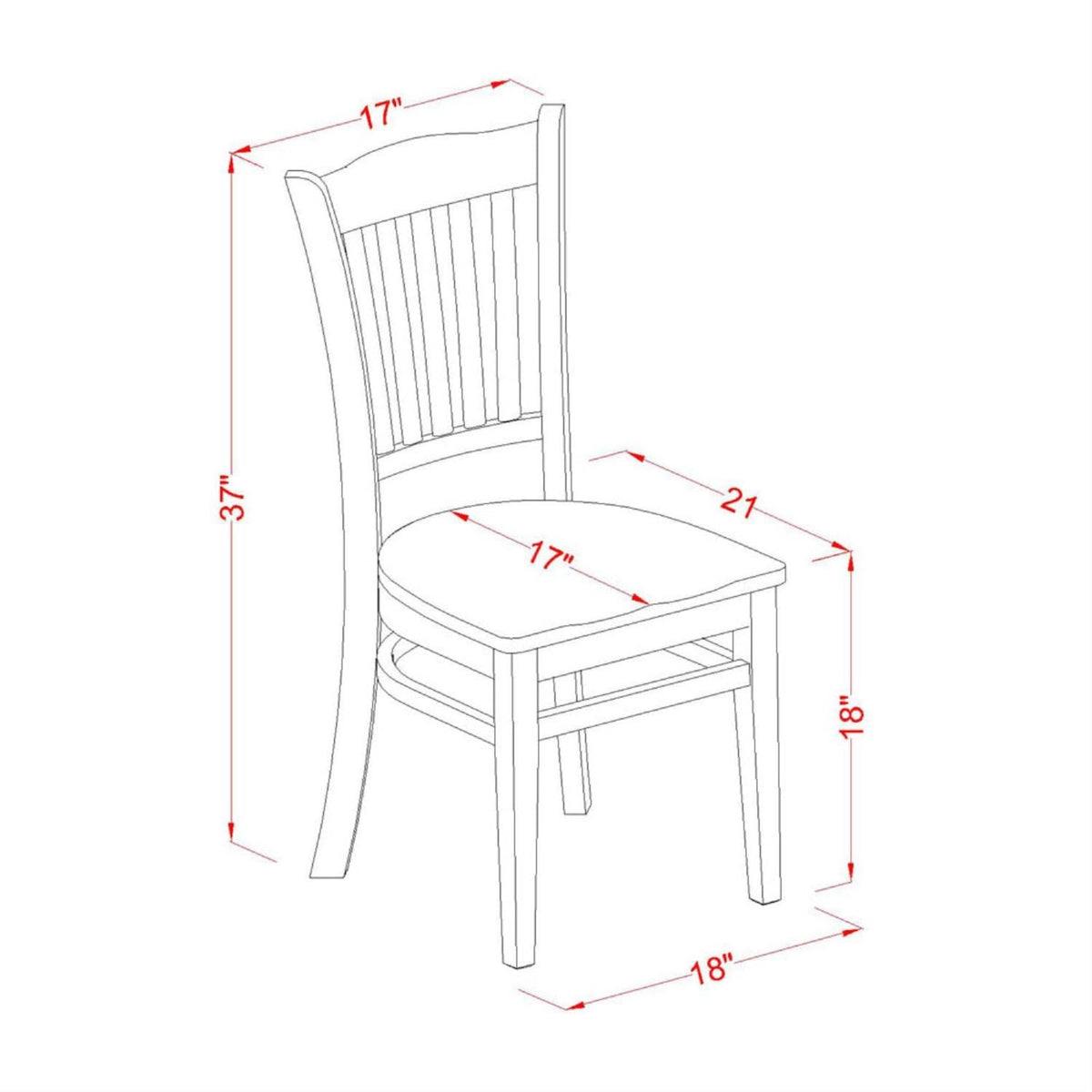 East West Furniture GRC-OAK-W Groton Kitchen Dining Chairs - Slat Back Wooden Seat Chairs, Set of 2, Oak