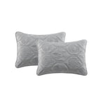 King Coastal Beach Embossed Starfish Seashell Seahorse Grey 3-Piece Quilt Set