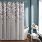 72-inch Grey White Floral Vines and Flowers Shower Curtain
