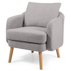Modern Grey Sherpa Fabric Upholstered Accent Chair with Wooden Legs
