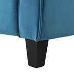 Modern 3-Seater Upholstered Sofa in Blue Microfiber with Button Tufted Cushions
