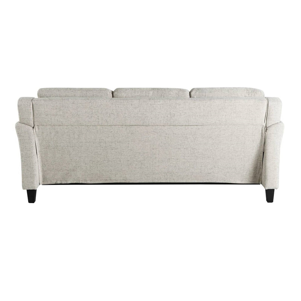 Modern 3-Seater Upholstered Sofa in Cream Microfiber with Button Tufted Cushions