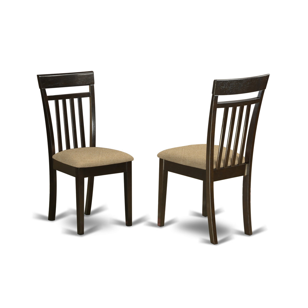 East West Furniture Henley 7 Piece Modern Set Consist of a Rectangle Wooden Table with Pedestal and 6 Linen Fabric Dining Room Chairs, 42x72 Inch, HECA7-CAP-C