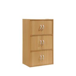 Hodedah 3-Shelf, 6-Door Bookcase in Beech