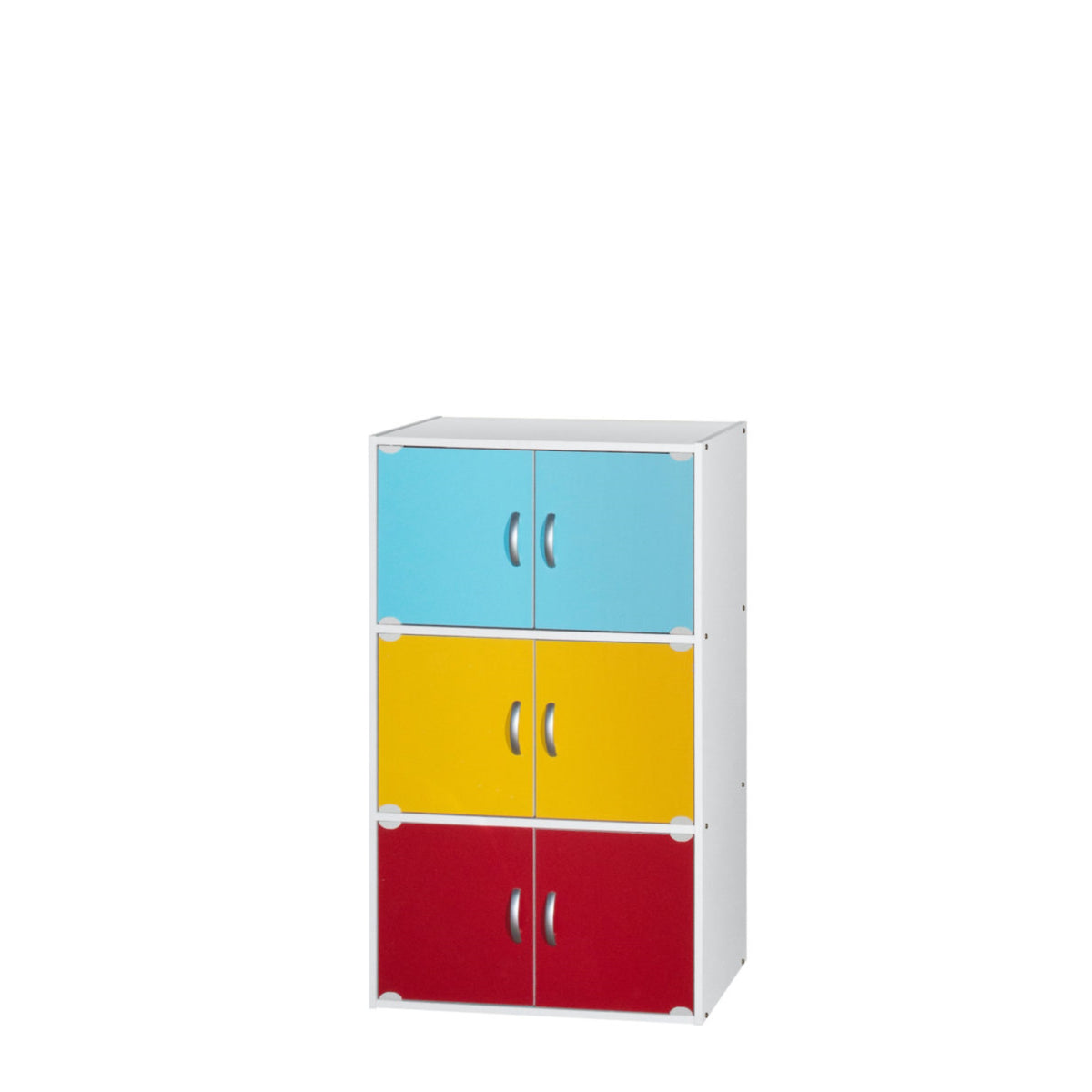 Hodedah 3Shelf, 6Door Bookcase In Rainbow