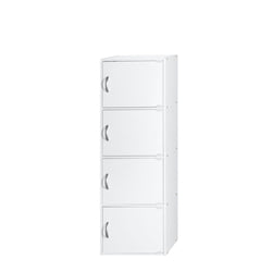 Hodedah 4-Shelf, 4-Door Bookcase in White