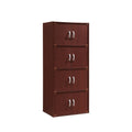 Hodedah 4-Shelf, 8-Door Bookcase Cabinet in Mahogany