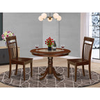 East West Furniture HLCA3-MAH-W 3 Piece Kitchen Table Set for Small Spaces Contains a Round Dining Room Table with Pedestal and 2 Dining Chairs, 42x42 Inch, Mahogany