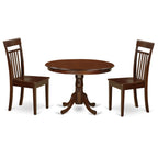 East West Furniture HLCA3-MAH-W 3 Piece Kitchen Table Set for Small Spaces Contains a Round Dining Room Table with Pedestal and 2 Dining Chairs, 42x42 Inch, Mahogany