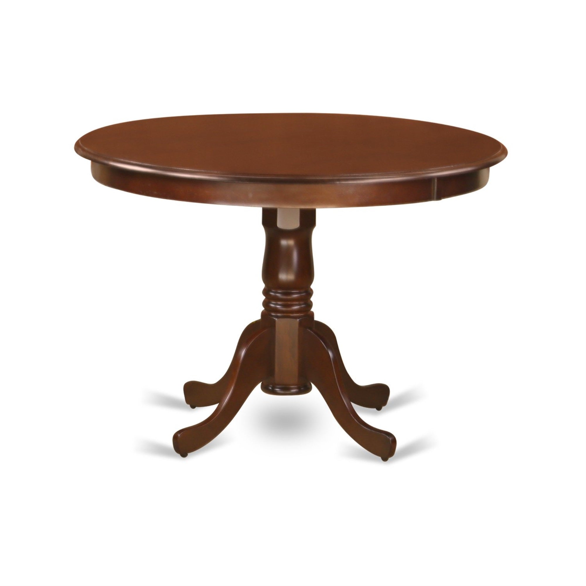 East West Furniture HLDU3-MAH-LC 3 Piece Dining Table Set for Small Spaces Contains a Round Dining Room Table with Pedestal and 2 Faux Leather Upholstered Chairs, 42x42 Inch, Mahogany