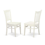 East West Furniture HLGR5-LWH-W 5 Piece Dining Room Furniture Set Includes a Round Dining Table with Pedestal and 4 Wood Seat Chairs, 42x42 Inch, Linen White