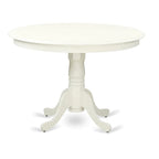 East West Furniture HLLG5-LWH-W 5 Piece Dinette Set for 4 Includes a Round Dining Room Table with Pedestal and 4 Dining Chairs, 42x42 Inch, Linen White