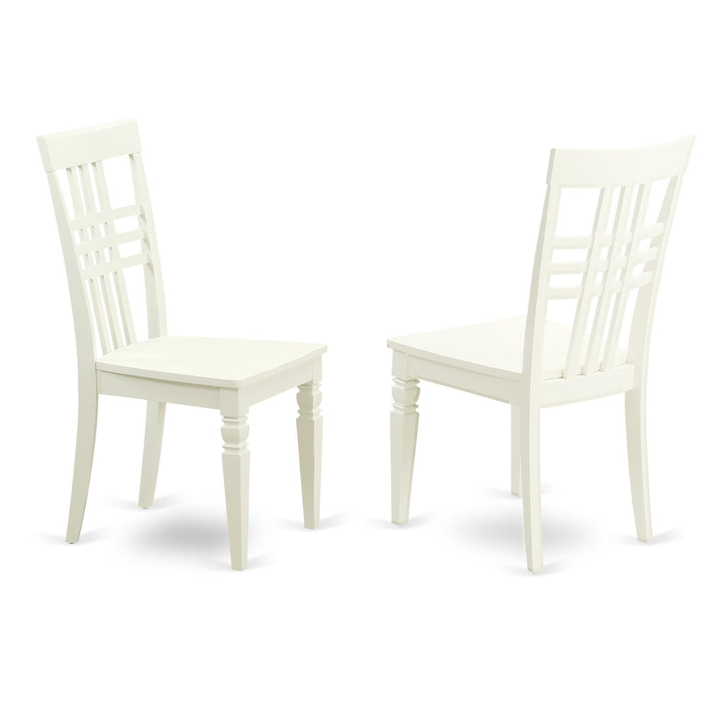 East West Furniture HLLG5-LWH-W 5 Piece Dinette Set for 4 Includes a Round Dining Room Table with Pedestal and 4 Dining Chairs, 42x42 Inch, Linen White