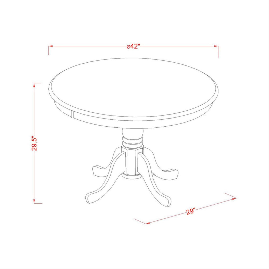 East West Furniture HLPF5-CAP-C Hartland 5 Piece Dinette Set for 4 Includes a Round Room Table with Pedestal and 4 Linen Fabric Kitchen Dining Chairs, 42x42 Inch