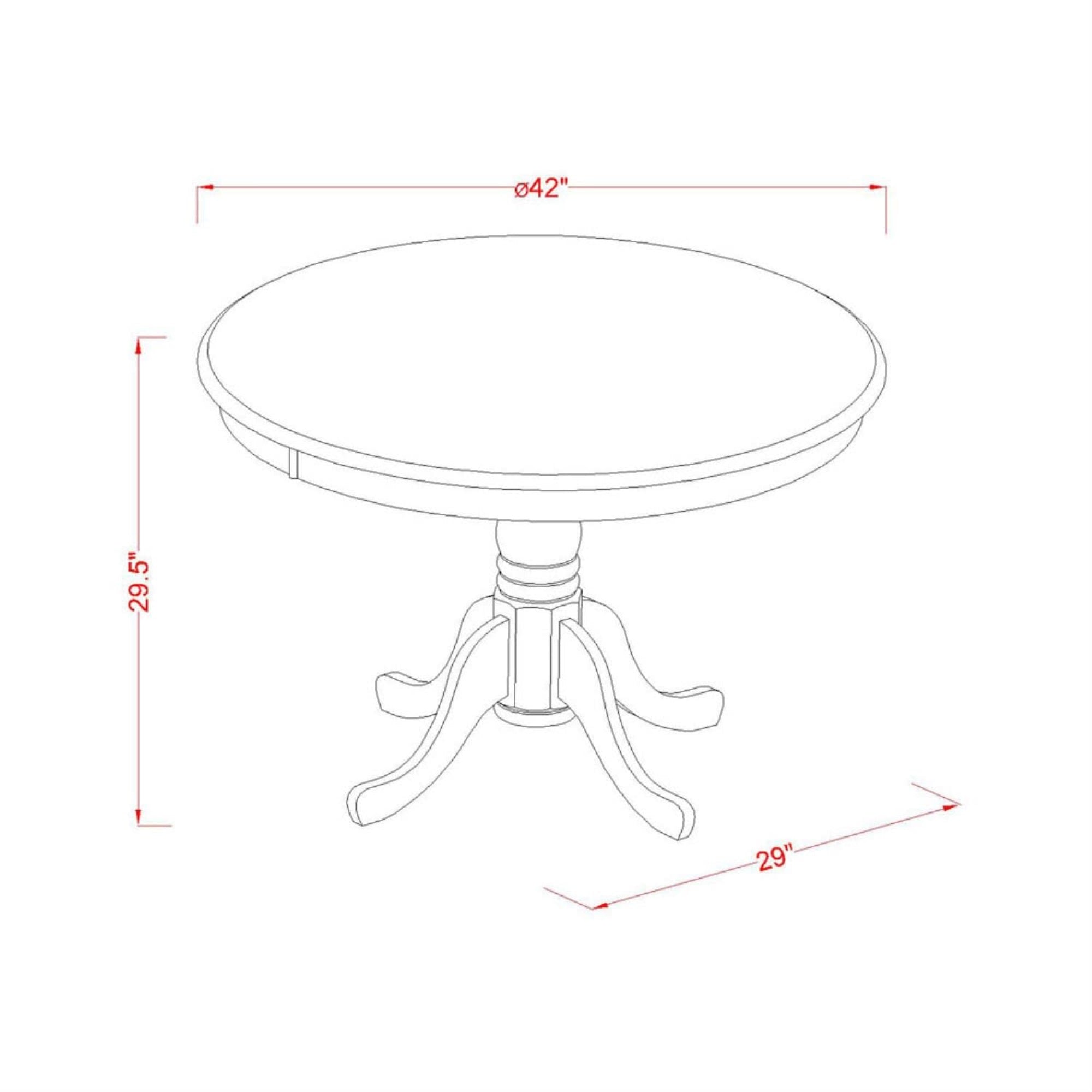 East West Furniture HLPF5-CAP-C Hartland 5 Piece Dinette Set for 4 Includes a Round Room Table with Pedestal and 4 Linen Fabric Kitchen Dining Chairs, 42x42 Inch