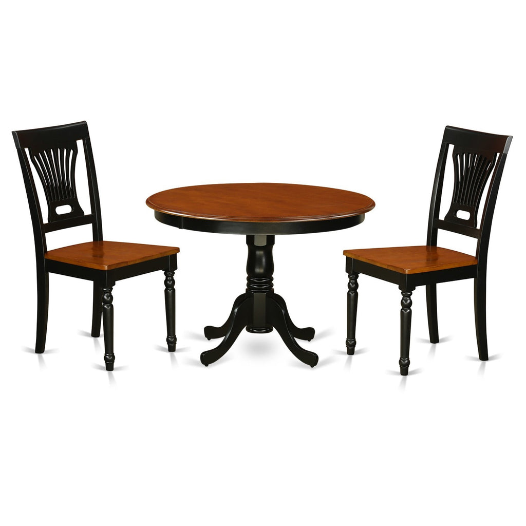 East West Furniture Hartland 3 Piece Kitchen Set Contains a Round Table with Pedestal and 2 Dining Room Chairs, 42x42 Inch, Black & Cherry
