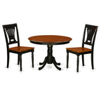 East West Furniture Hartland 3 Piece Kitchen Set Contains a Round Table with Pedestal and 2 Dining Room Chairs, 42x42 Inch, Black & Cherry