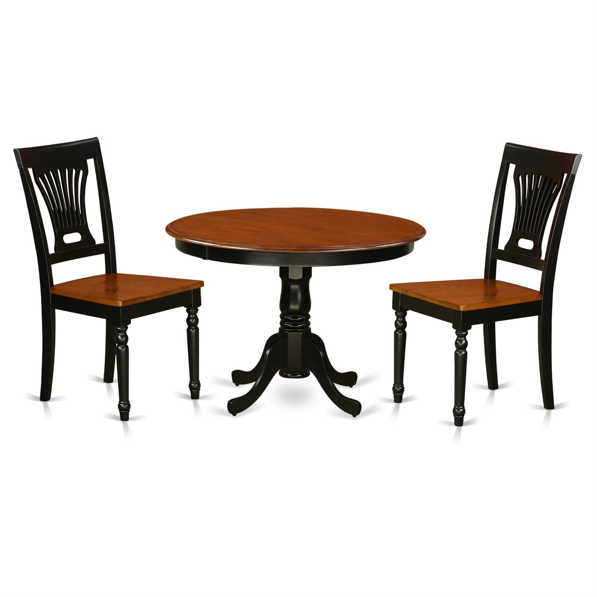 East West Furniture Hartland 3 Piece Kitchen Set Contains a Round Table with Pedestal and 2 Dining Room Chairs, 42x42 Inch, Black & Cherry