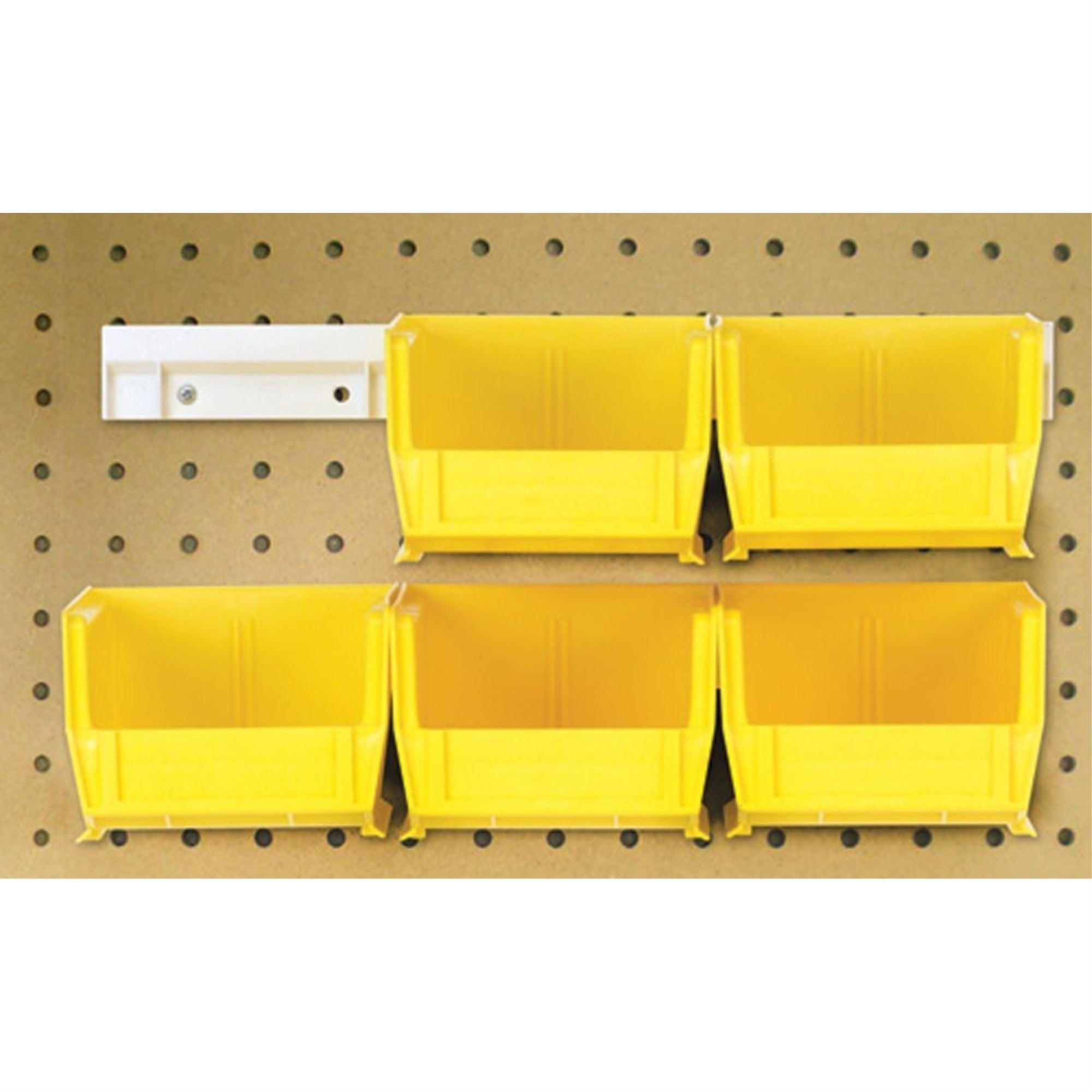 Hang-n-Stack Bin,  package, includes: (6) 7-3/8L x 4-1/8W x 3H (QUS220) ivory bin and (2) bin rails