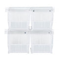 Hang-n-Stack Bin,  package, includes: (4) 10-7/8L x 5-1/2W x 5H (QUS230) clear bin and (2) bin rails