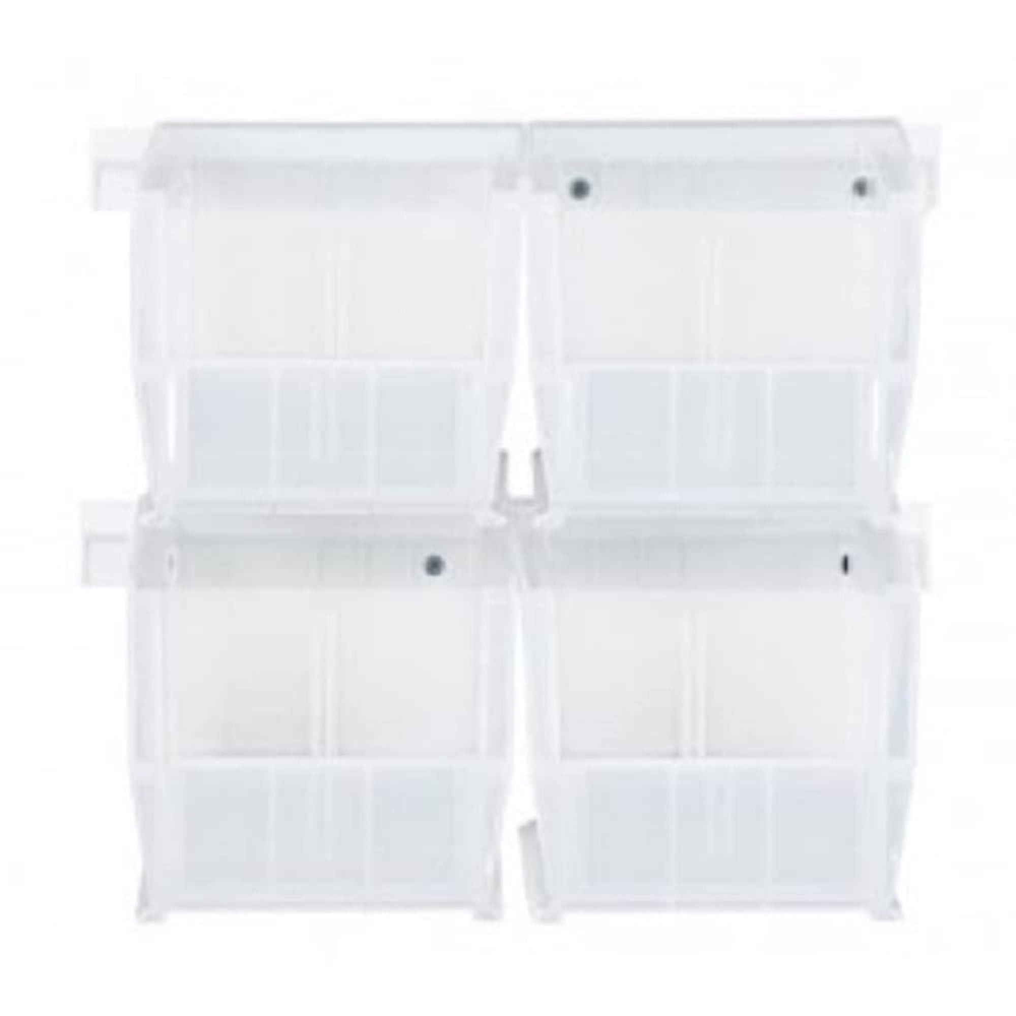 Hang-n-Stack Bin,  package, includes: (4) 10-7/8L x 5-1/2W x 5H (QUS230) clear bin and (2) bin rails
