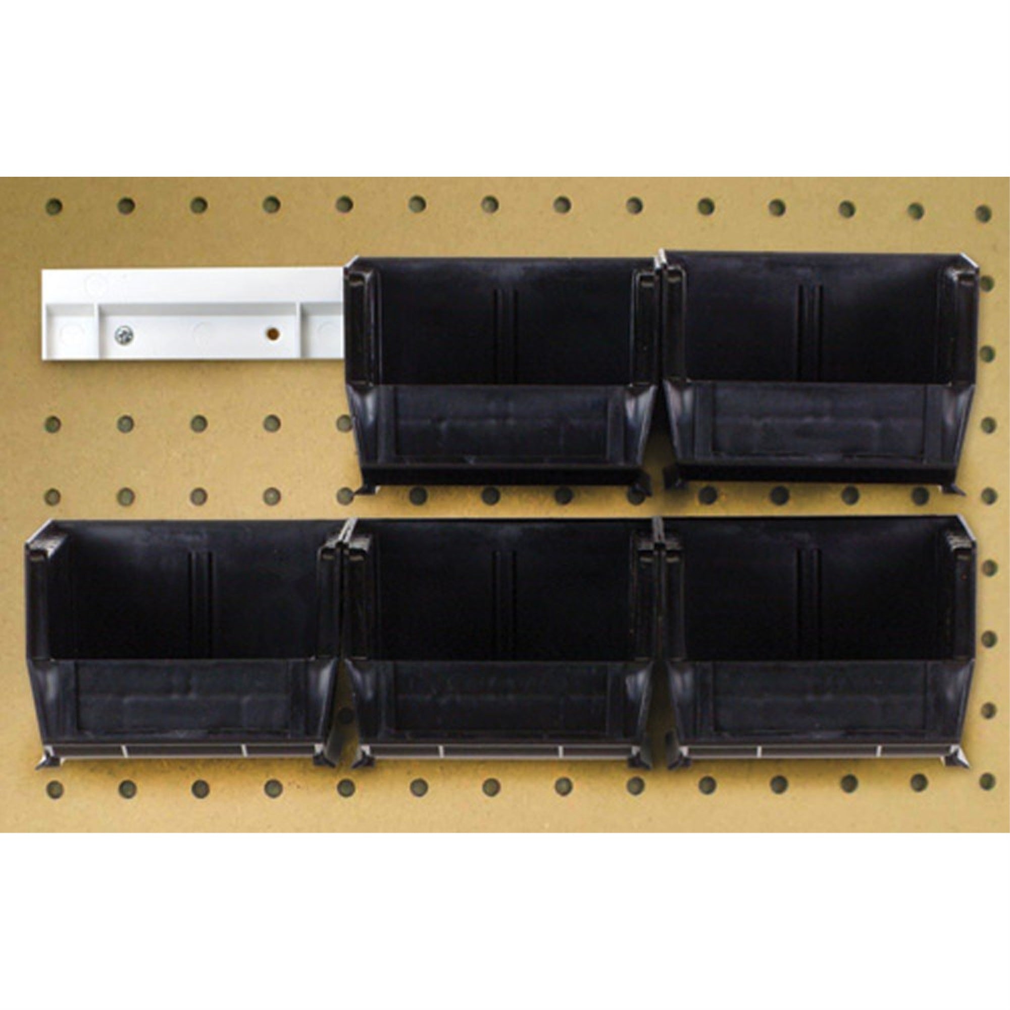 Hang-n-Stack Bin,  package, includes: (4) 10-7/8L x 5-1/2W x 5H (QUS230) ivory bin and (2) bin rails