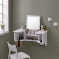 Wall Mount Ledge W/ Vanity Mirror  Transitional Style  White