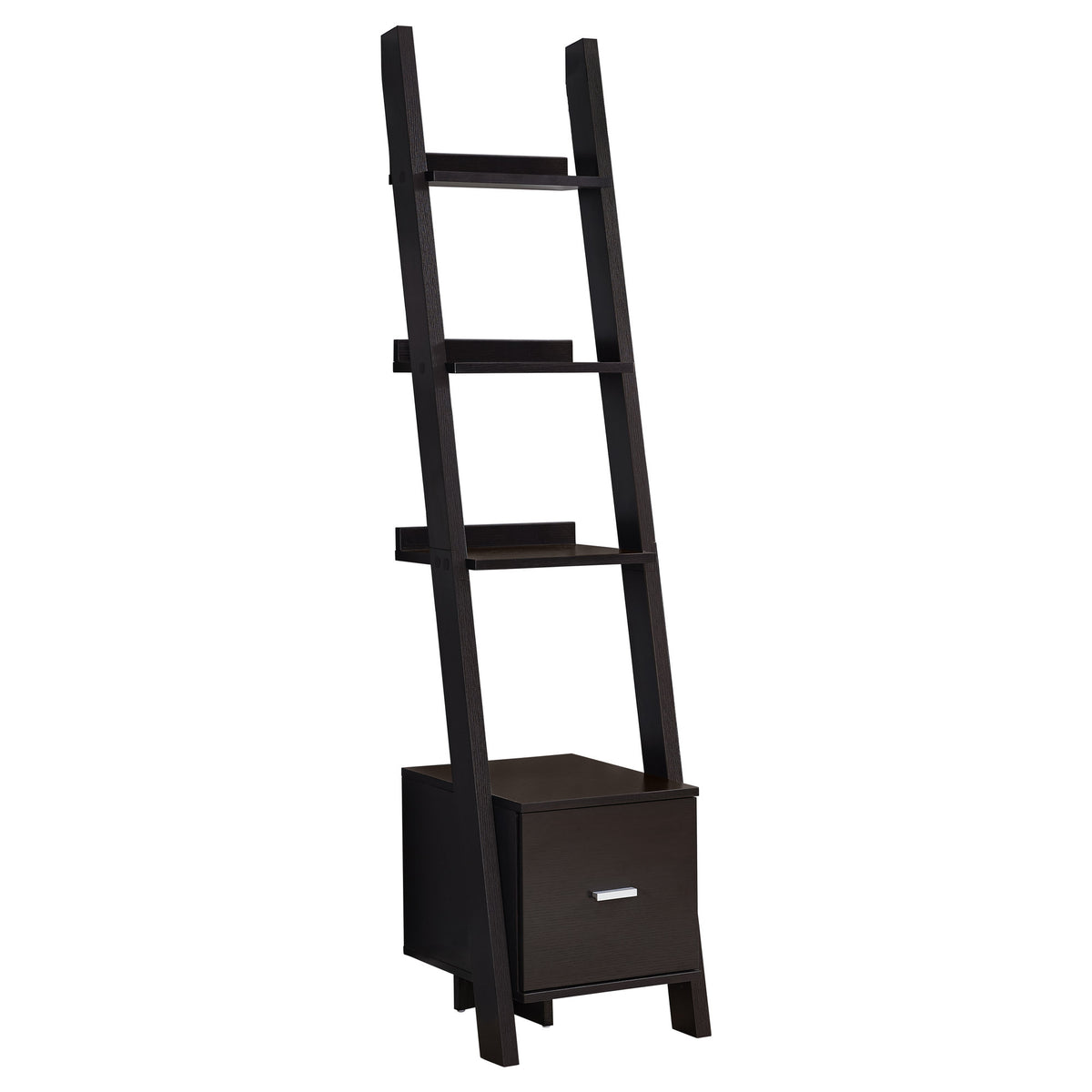 Bookshelf, Bookcase, Etagere, Corner, Ladder, 69 Inch H, Office, Bedroom, Laminate, Brown, Contemporary, Modern