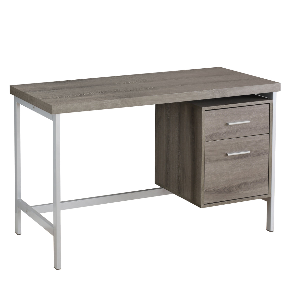 Computer Desk, Home Office, Laptop, Left, Right Setup, Storage Drawers, 48 Inch L, Work, Metal, Laminate, Brown, Grey, Contemporary,