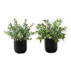 Monarch Specialties I 9580 Artificial Plant, 11' Tall, Eucalyptus Grass, Indoor, Faux, Fake, Table, Greenery, Potted, Set of 2, Decorative, Green Leaves