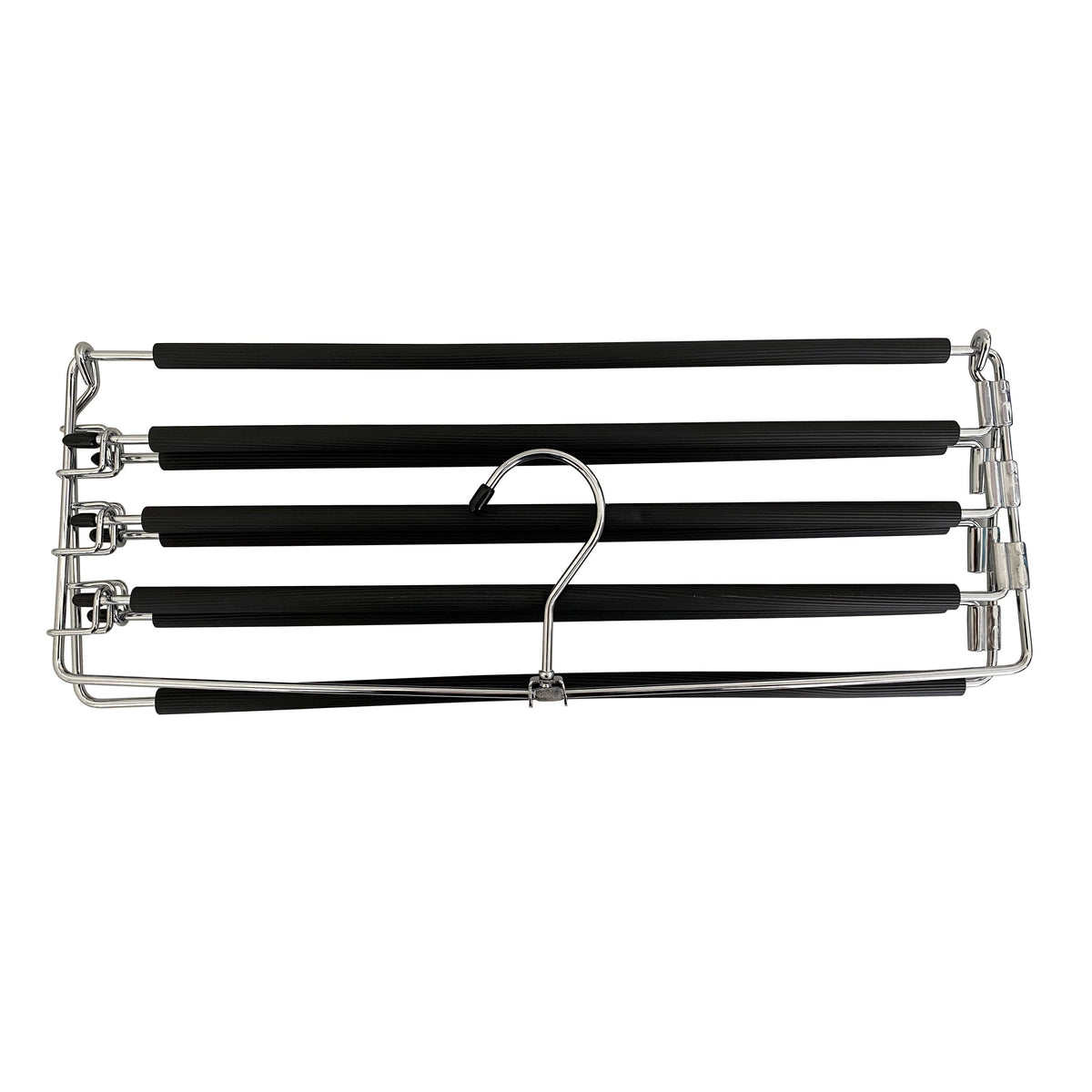 8-Tier Foldable Trouser Hanger, Removable Padded Bars, 8-Pair Capacity, Chrome Finish
