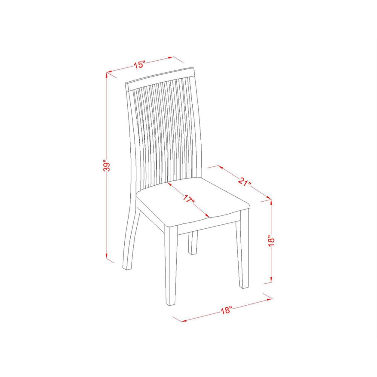 East West Furniture IPC-BMK-W Ipswich Dining Room Chairs - Slat Back Wood Seat Chairs, Set of 2, Buttermilk & Cherry