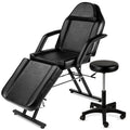Black Adjustable Massage Bed Salon Chair w/ Hydraulic Stool