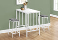 Dining Set, 3pcs Set, Counter Height, 36 Rectangular, Small, Kitchen, White Laminate, White Metal, Contemporary, Modern