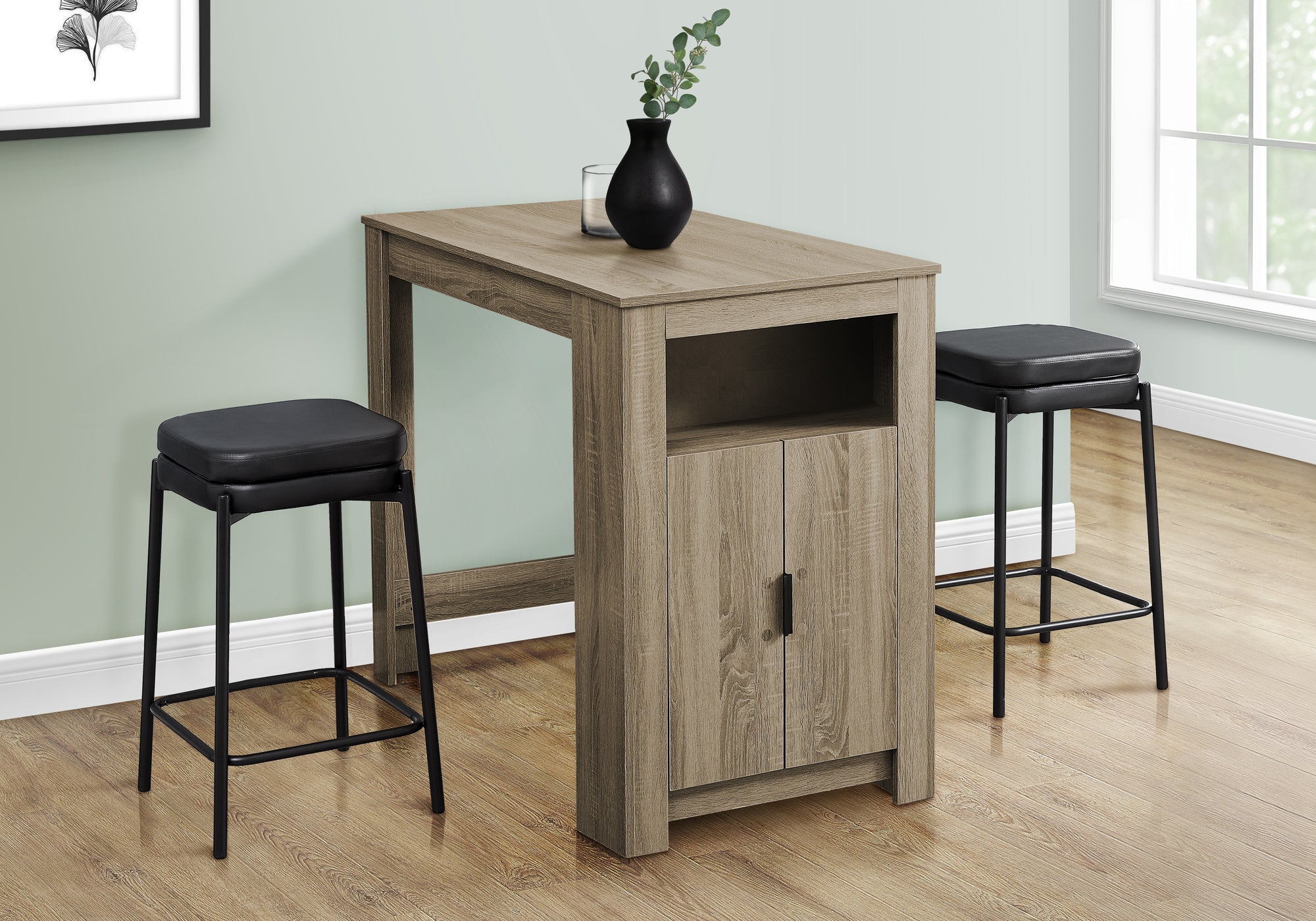 Dining Table, 48 Rectangular, Counter Height, Kitchen, Small, Storage, Brown Laminate, Contemporary, Modern