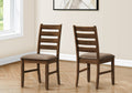 Dining Chair, 38 Height, Dining Room, Kitchen, Set Of 2, Side, Upholstered, Brown Fabric, Antique Cherry, Transitional