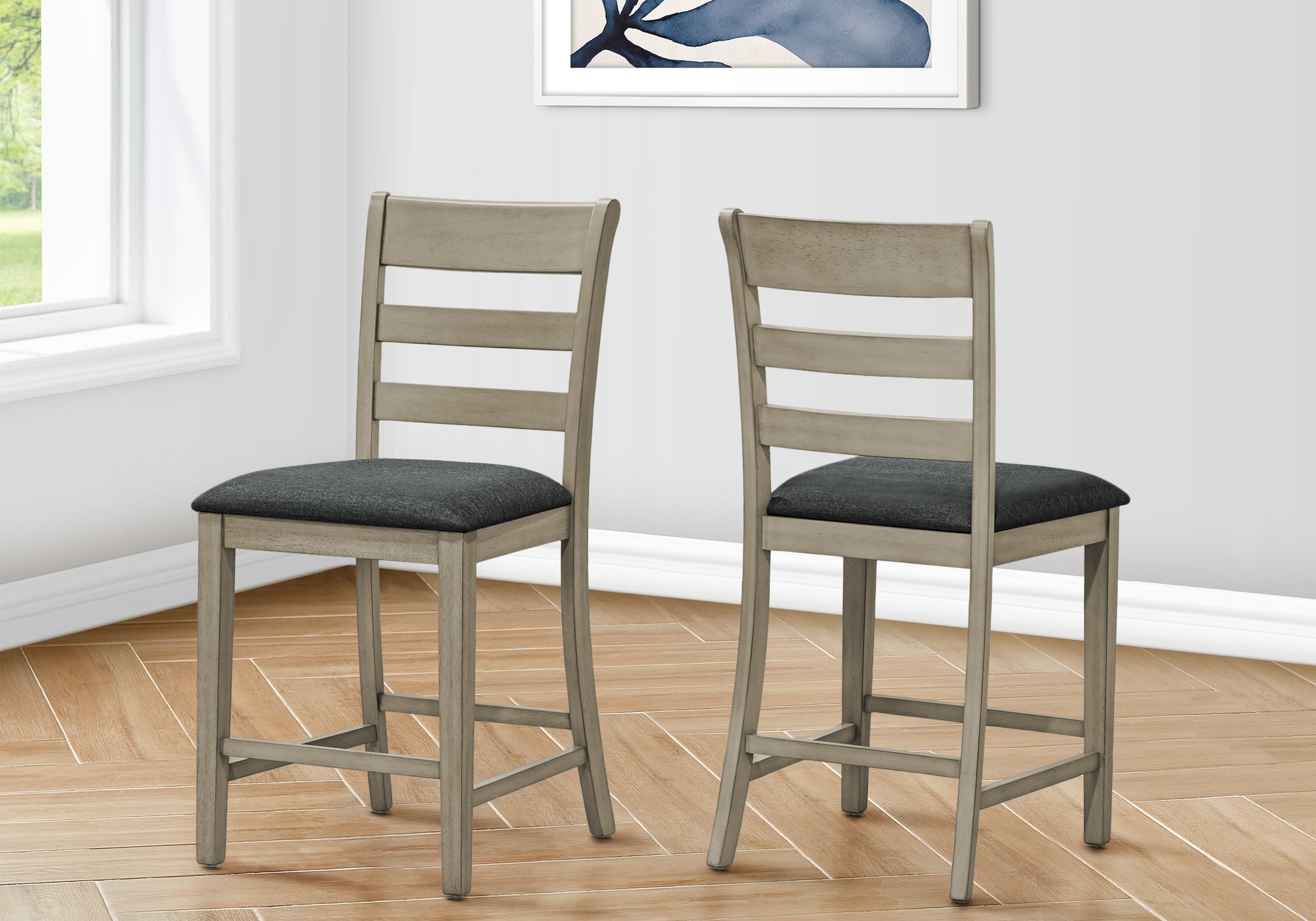 Dining Chair, 44 Height, Counter Height, Dining Room, Kitchen, Set Of 2, Upholstered, Side, Transitional